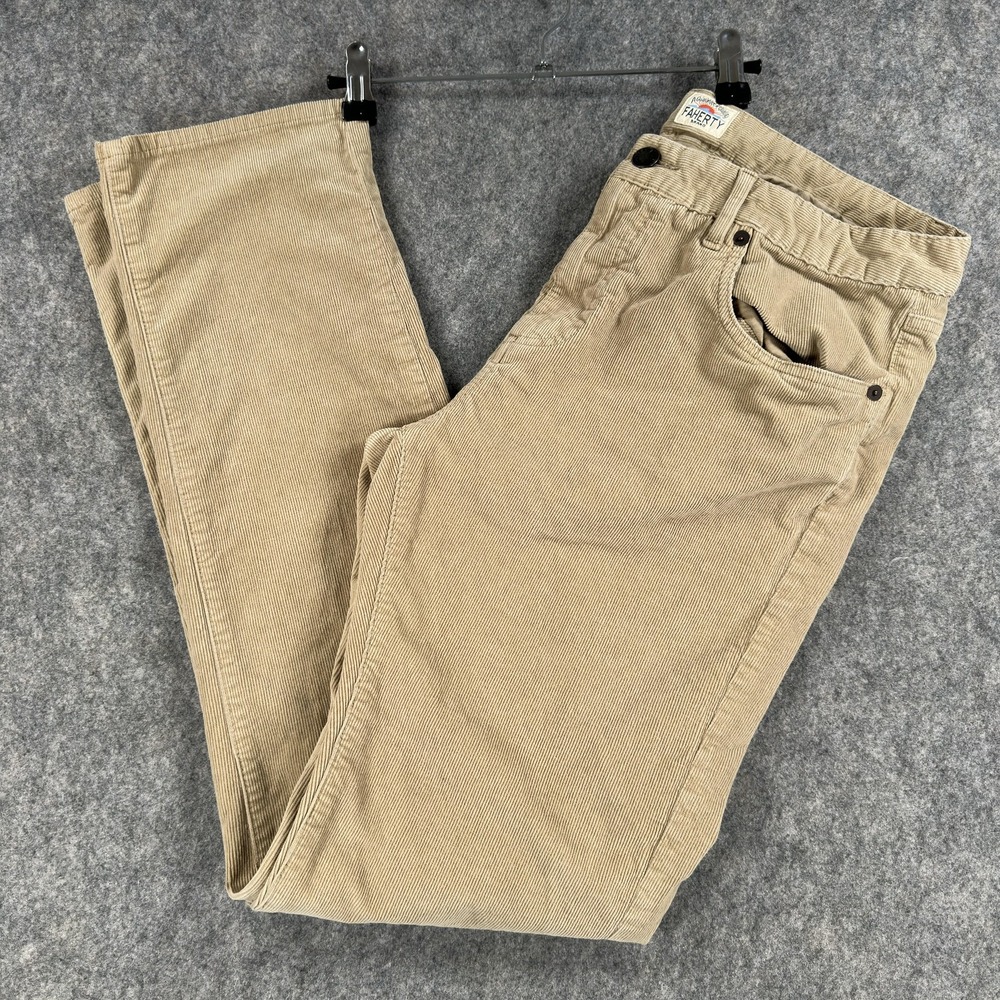 Faherty Pants Mens 33x31 Beige Corduroy Khaki 5 Pocket Stretch Casual Organic